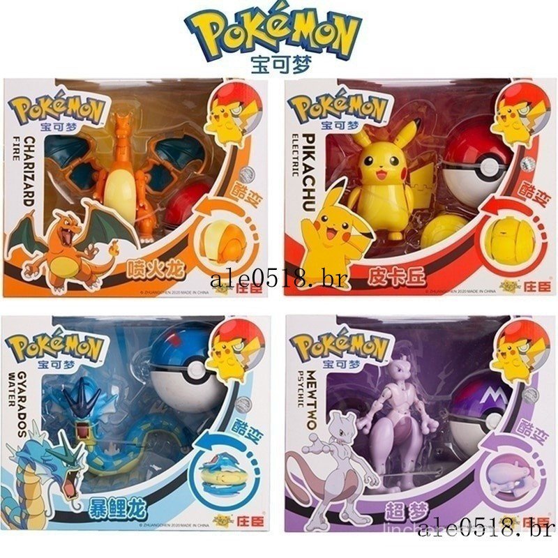 Pokemon caixa de transformação original Personagens de anime Pikachu Charizard Greninja Monstro de bolso Pokeball Modelo