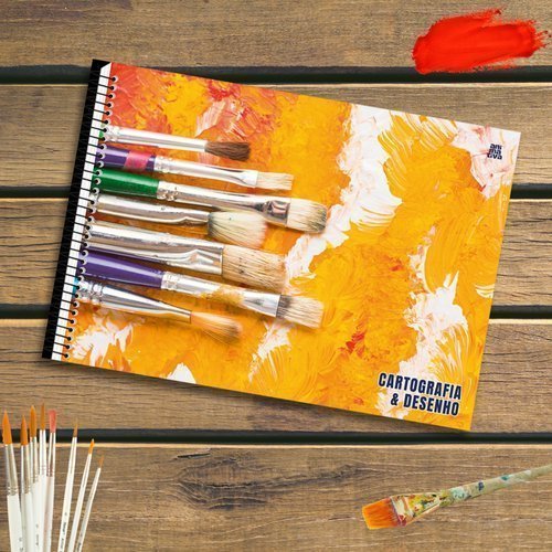 Caderno Cartografia Desenho Arte Escolar Papel Branco Mapa Croqui Estudo Pintura Capa Resistente
