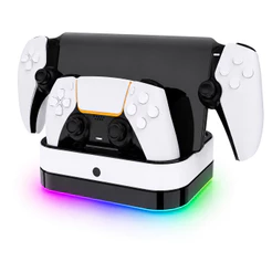 Base Carregadora Controle P5 Portal USB Tipo C LED RGB Carrega 3 Dispositivos KP-LC03