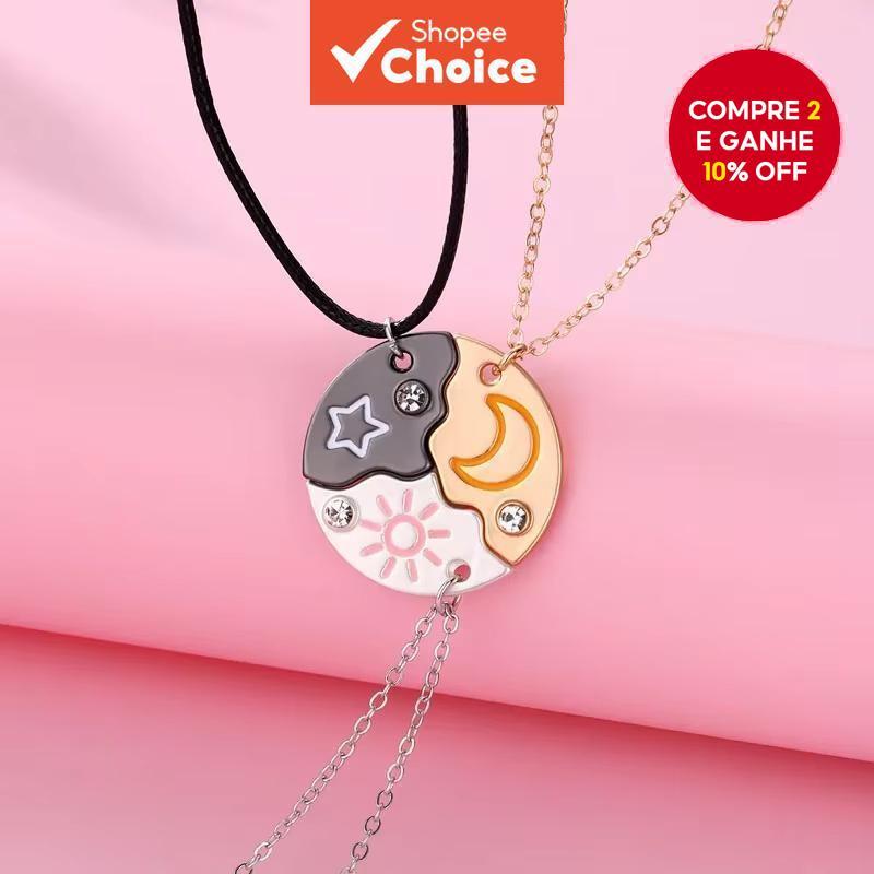 Conjunto De Colar Com Pingente De Estrela Da Lua Do Sol Para Melhor Amigo Casal Combinando Bff Amizade Moda Joias Presen