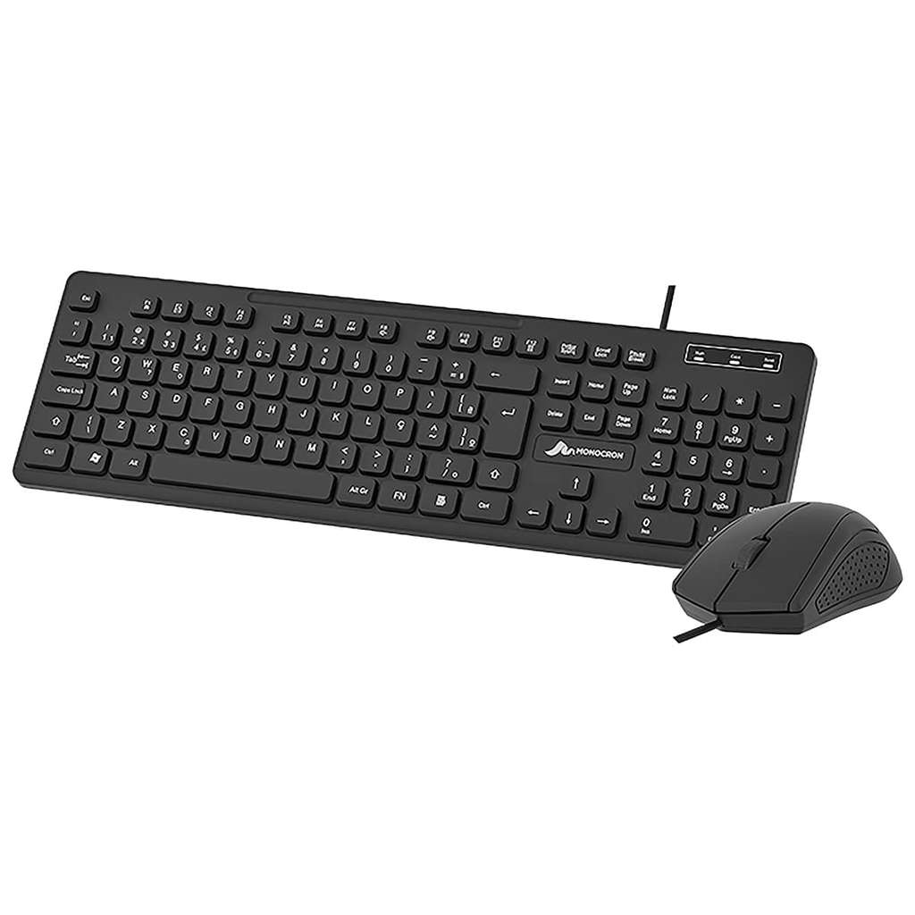 Combo Teclado Slim USB ABNT2 107 Teclas Baixas Cabo 1.4m + Mouse USB Cabo 1.1m Monocron MN8269+MN232