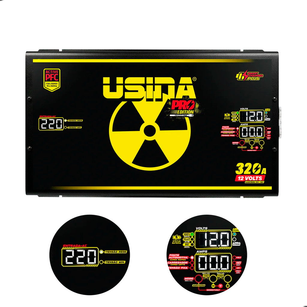 Fonte Usina PFC Pro Edition Full Range/PFC Carregadora de Bateria Automotiva 320A 12 Volts em Oferta na Shopee