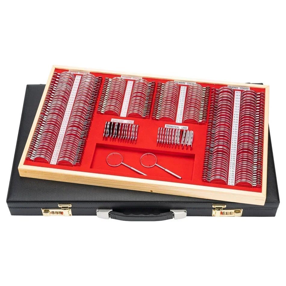 Conjunto De Lentes Oftálmicas De Grau A JS-266 Peças Com Estojo De Couro , Equipamento De Optometria De Alta Qualidade ,