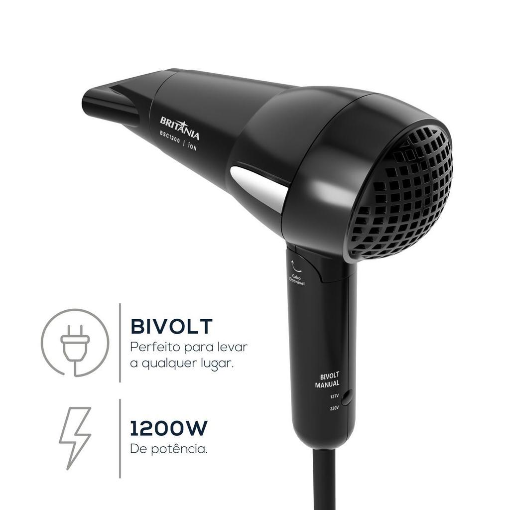 Detalhes do Secador de Cabelos Britânia 1200W Bivolt BSC1200