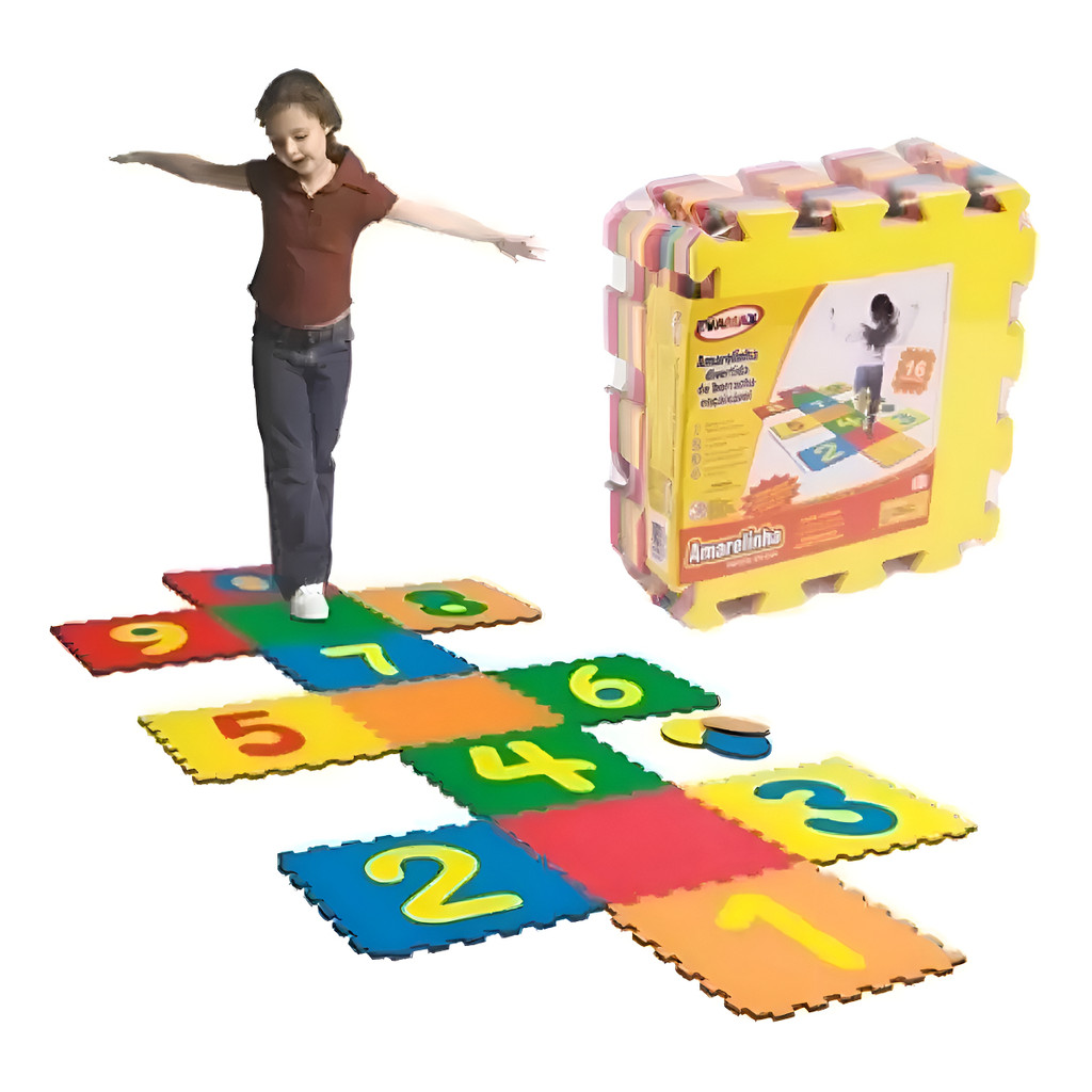 Tapete Infantil Eva Amarelinha Divertida Tatame 28x28cmx8mm Cor Colorido Números