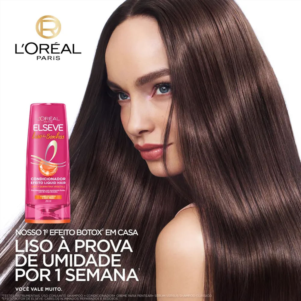 Detalhes do Condicionador Elseve Liso Dos Sonhos Liquid Hair 200ml
