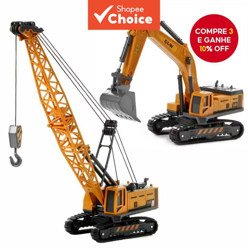 Escavadeira 1:55 Brinquedo de Caminhão de Engenharia Liga Modelo de Veículo de Construção Guindaste Diecast para