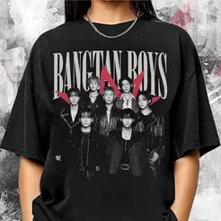 Camiseta Unissex Bangtan Boys Tema 90s Kpop, Estampa Colorida e Fofa, Tecido Macio e Confortável, Modelo Moderno dentro