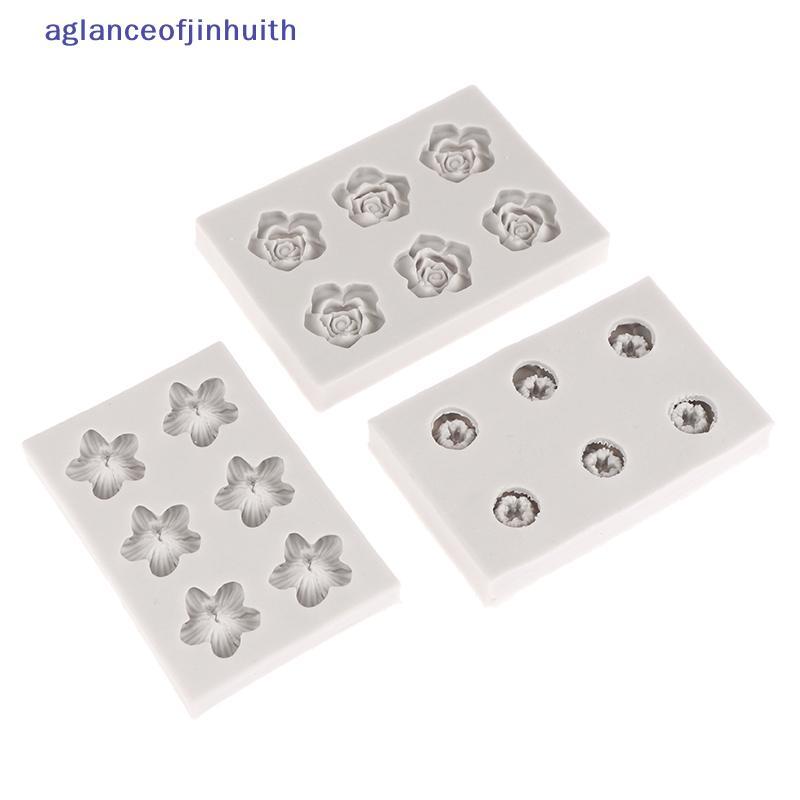 [aglanceofjinhui] Mini Rosa Camélia Margarida Flor Molde De Silicone Sugarcraft DIY Modelo De Argila Ferramentas De Deco