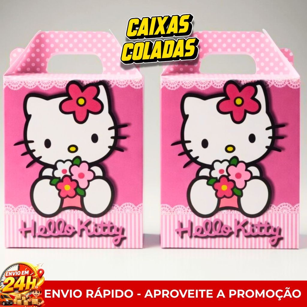 Kit Festa Hello Kitty Caixinhas Lembrancinhas caixa maleta Hello Kitty