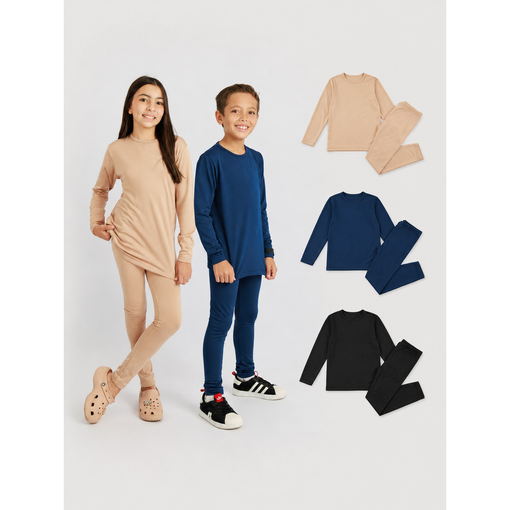 Kit 2 Conjunto Térmico Infantil Peluciado Segunda Pele Blusa Calça Pelúcia Juvenil Unissex Quentinho