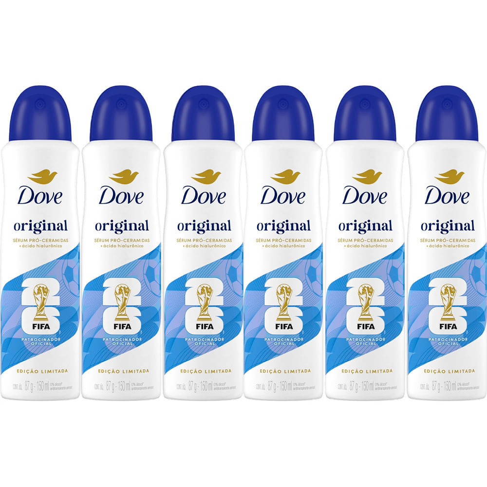 Kit Desodorante Dove Original Aerosol 150ml/89g - 6 Unidades