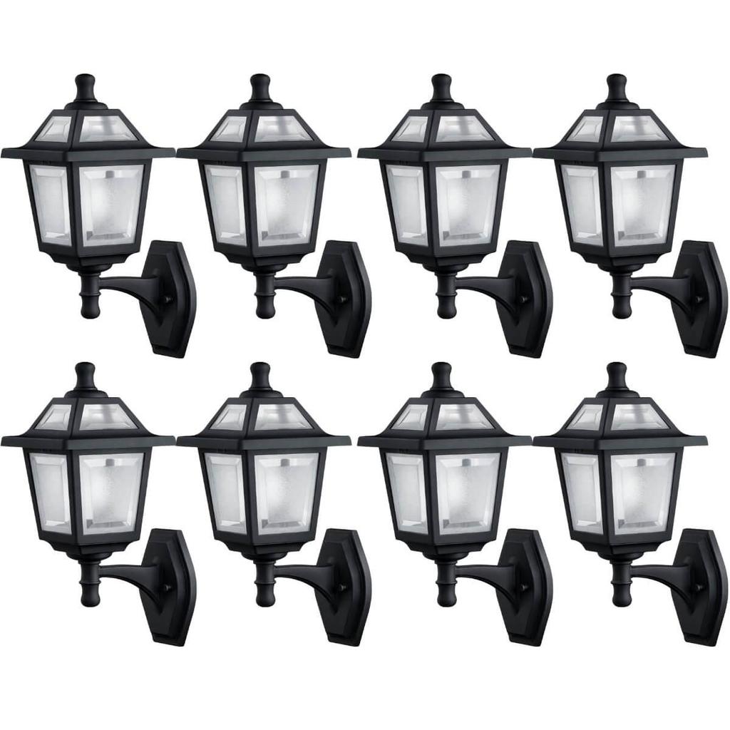 Kit 8 Luminárias Arandelas de Parede 39cm Clássico Colonial Preto E27 Termoplástico Ravena Dital