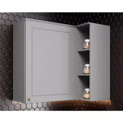 Armário Aéreo Cozinha Modulado Canto Reto Americana c/ 1 Porta 83cm Cinza - Henn