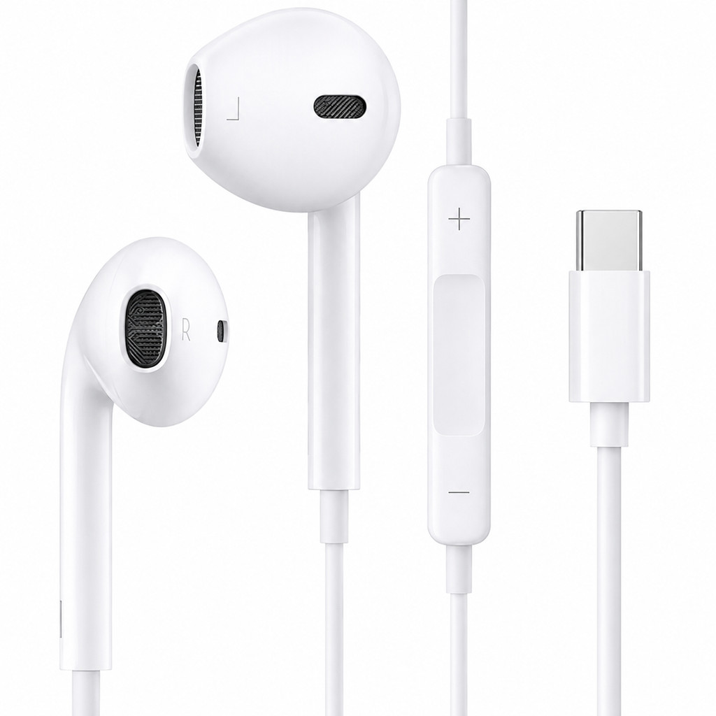 Fone de Ouvido Tipo-C USB-C com Microfone Compatível iPhone 15/16 e Android