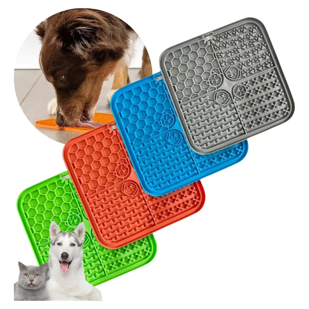 Tapete Lambedor Pet Grande Silicone Ventosa Comedouro Lento
