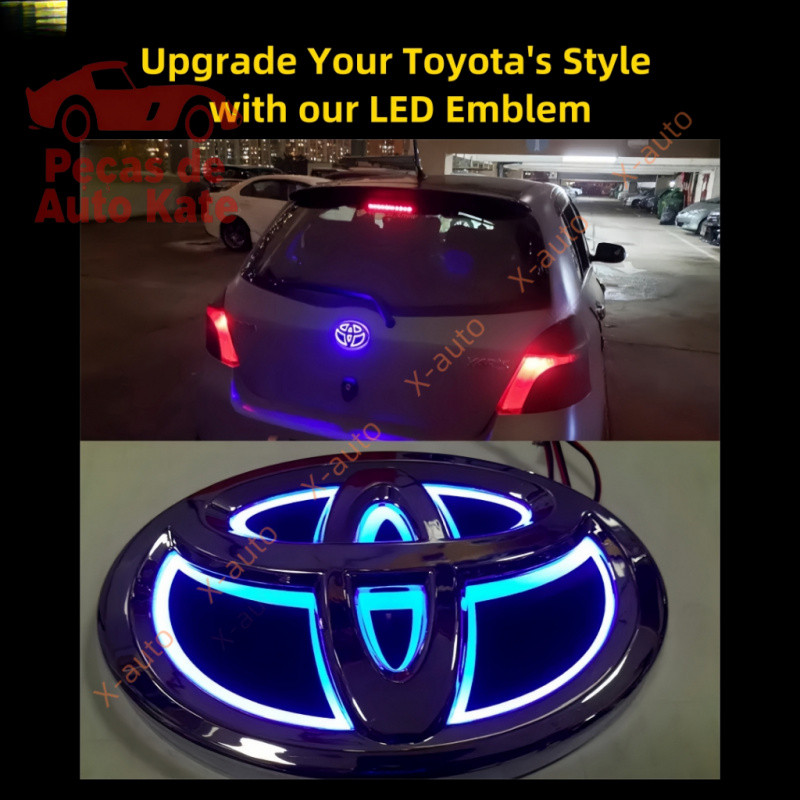 Luz LED para Emblema de Carro Toyota 5D E 2D - Adequada para Frente ou Traseira de RAV4, REIZ, PRADO, COROLLA, CROWN 6SH
