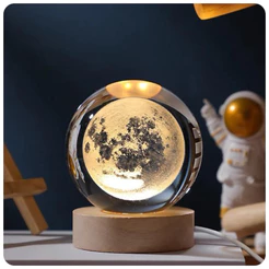 Luminária Bola Esfera Cristal De Mesa Planeta Terra Galáxia Sistema Solar