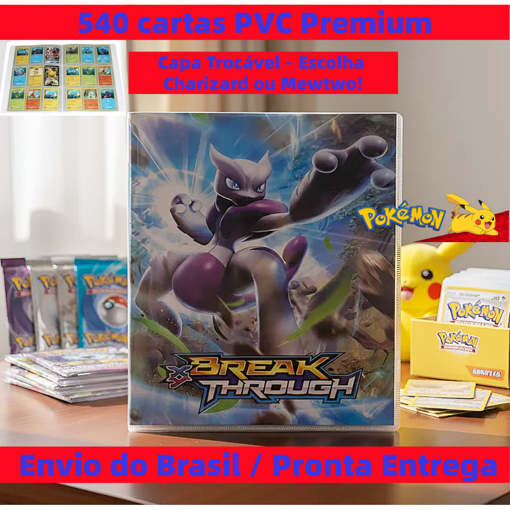 Pasta Pokémon 540 Cartas com Capa DIY para Pôster Pokémon   Envio do Brasil Sem Taxa