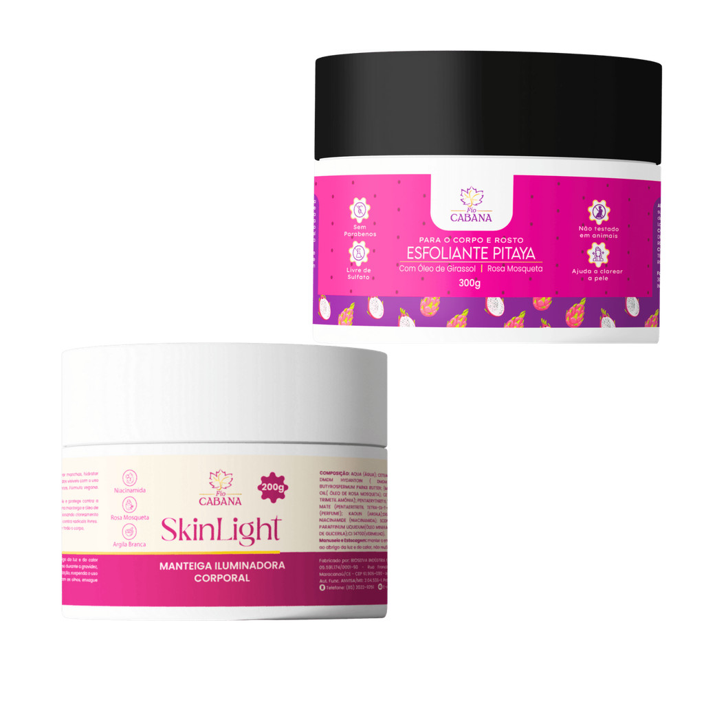 Kit SkinLight Iluminadora 200g + Esfoliante Pitaya 300g Fio Cabana | Hidratação Clareamento Brilho