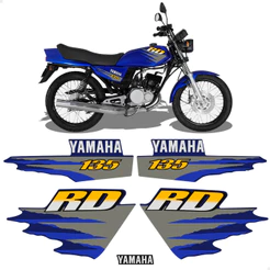 Kit Adesivos Para Yamaha RD 135 1998 Moto Azul Laterais