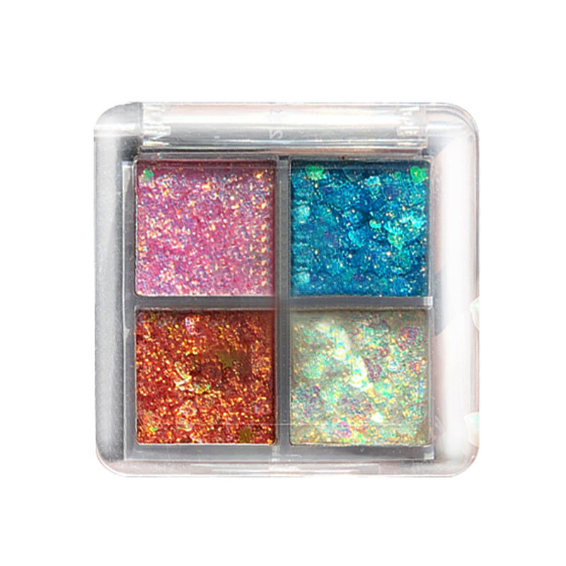 mini Paleta De Sombras Com Glitter De 4 Cores-Tons De Abóbora E Cereja , Azuis/Dourado/Amarelos Para Cosplay Maquiagem D — imagem 2 de 2