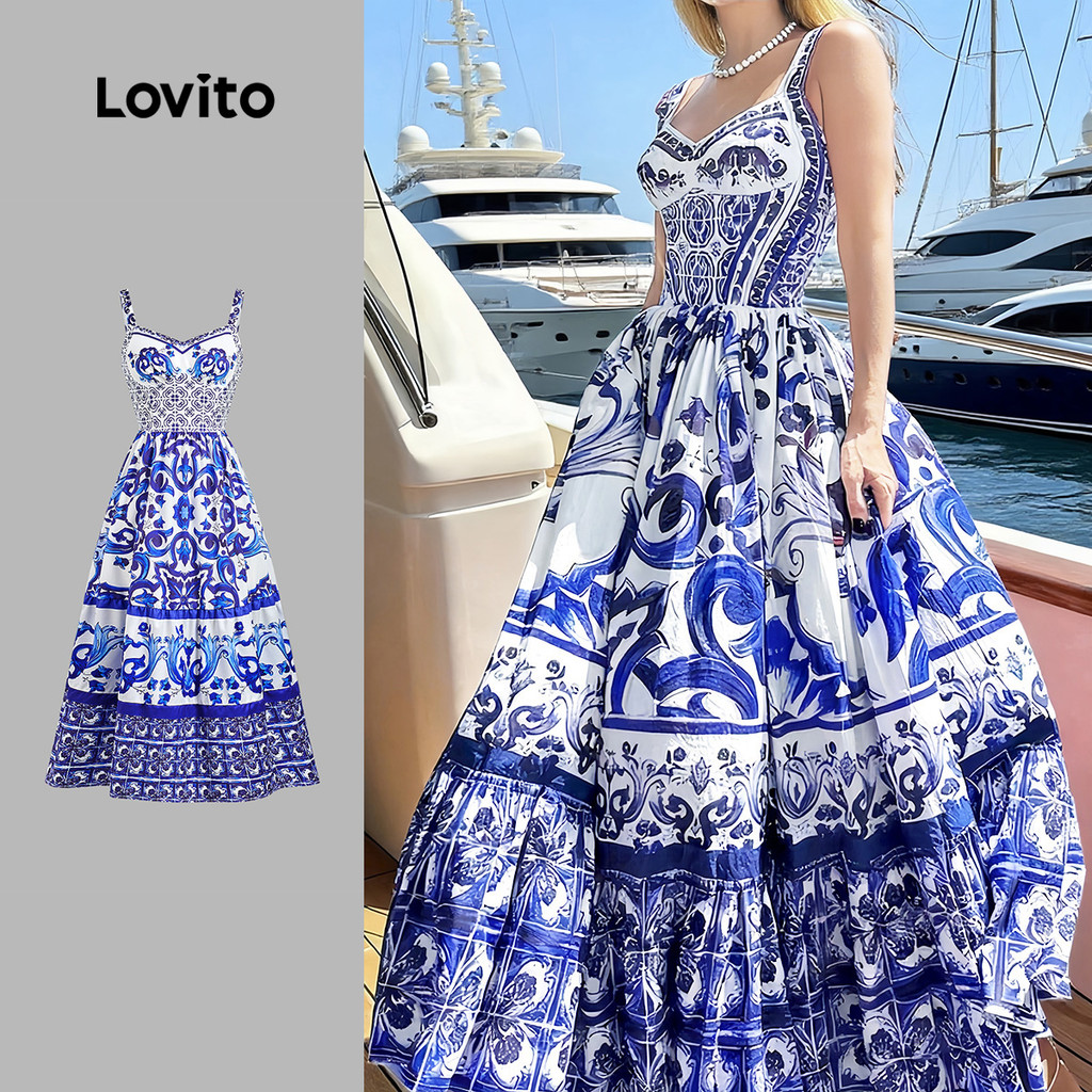 Lovito Vestido Casual de Primavera/verão para mulheres LBL30171 em Oferta na Shopee
