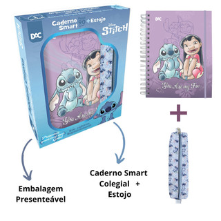 Kit Presenteável Caderno Colegial + Estojo Stitch - DAC