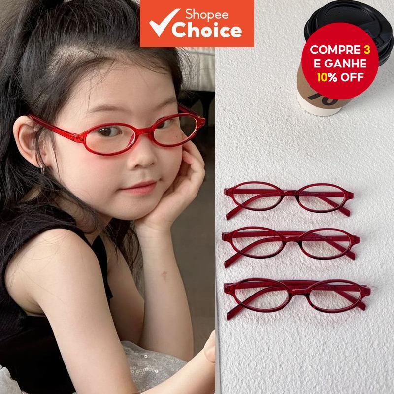 Óculos Infantis Ovais Vermelhos TR Armação Ultraleve Vintage