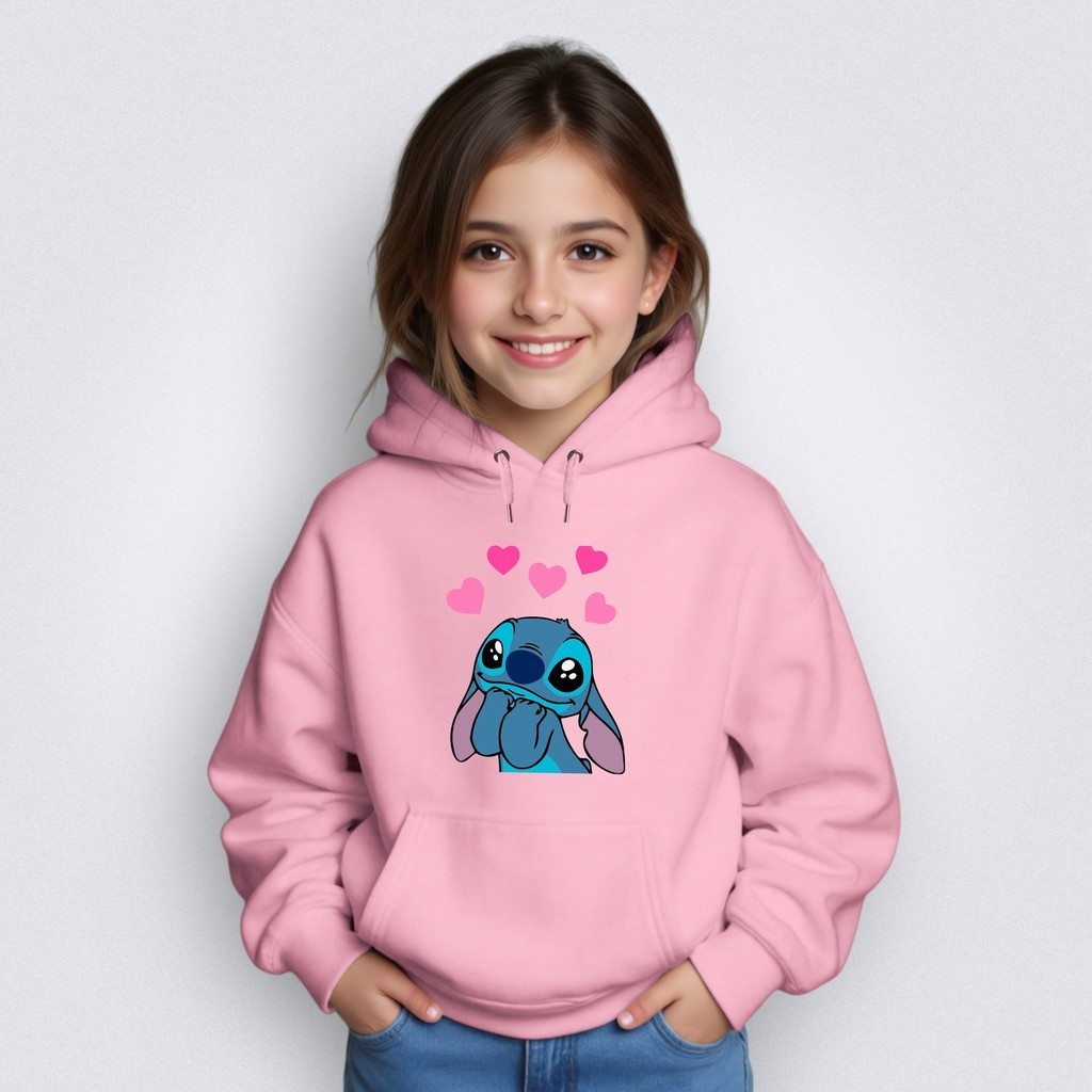 Moletom Infantil Canguru Bolso Capuz Stitch Apaixonado Lilo & Stitch