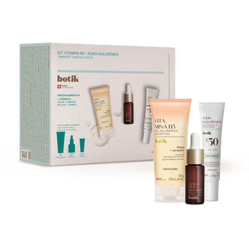 Kit Botik Ácido Hialurônico (Gel de limpeza 50gr+Sérum 10ml+protetor solar facial15ml)