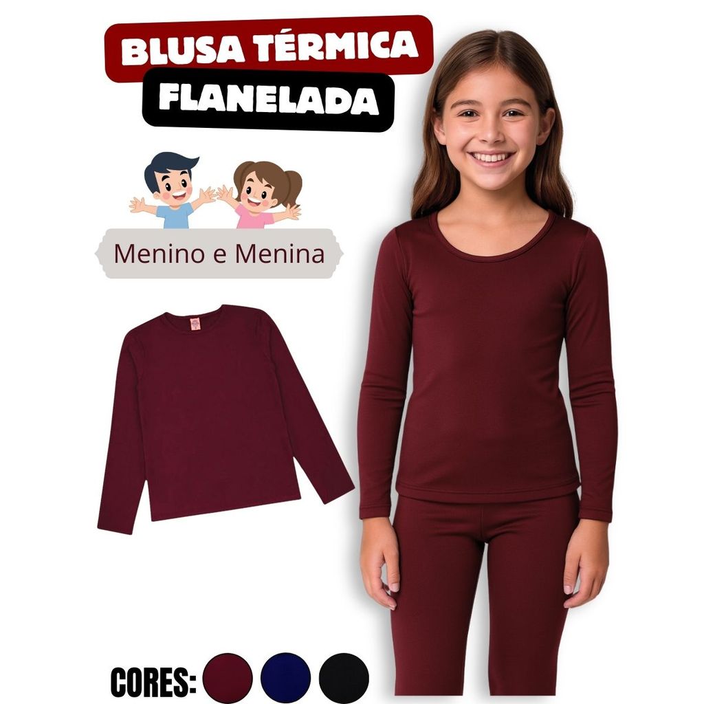 Blusa Infantil Menino e  Menina Em Malha térmica Flanelada 220 de Gramatura.