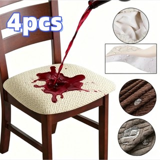 Kit 4 Capa De Assento Impermeável De Cor Sólida/Capa Confortável Para Assento De Cadeira De Jantar
