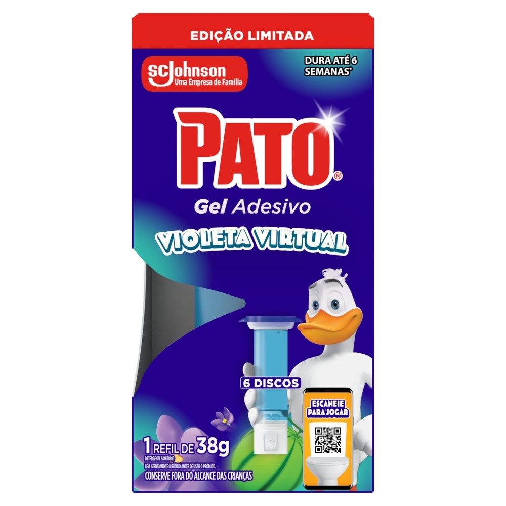 Desodorizador Sanitário Pato Gel Adesivo Violeta Virtual Refil 6 Discos