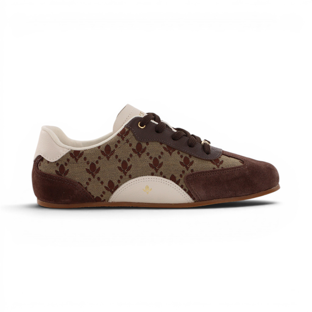 Tênis Cravo e Canella Jacquard Marrom e Dourado - Feminino