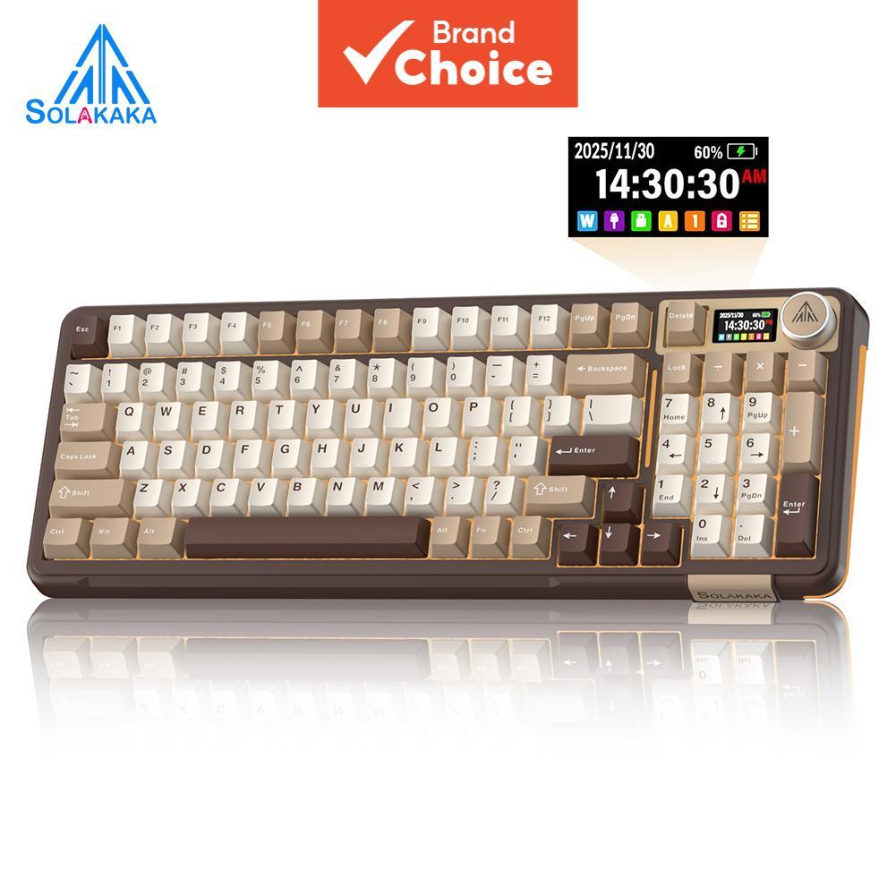 Solakaka A99Pro 99 Teclado Mecânico Tri-Modo com Tela LCD, Troca Quente, RGB e Longa Duração da Bateria