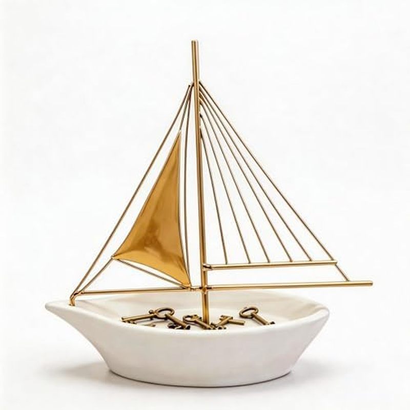Decoração De Veleiro Barco De Resina Náutica , Casa Oceano De Praia Para Prateleira , Ornamento De Destaque De Navio À V