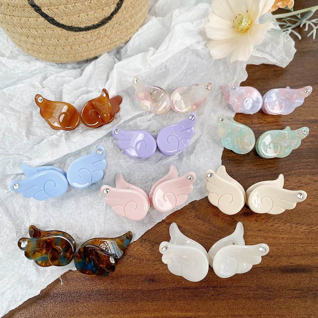 Bonito asas de anjo acetato Mini Grab clip temperamento feminino sentir moda simples All-Match doce tubarão clipe