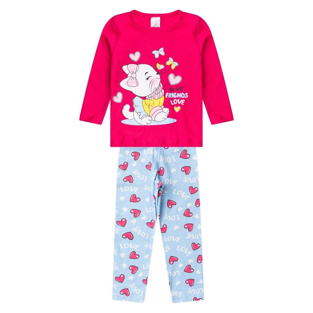 Conjunto Algodão Menina Blusa Longa E Calça Select Rosa