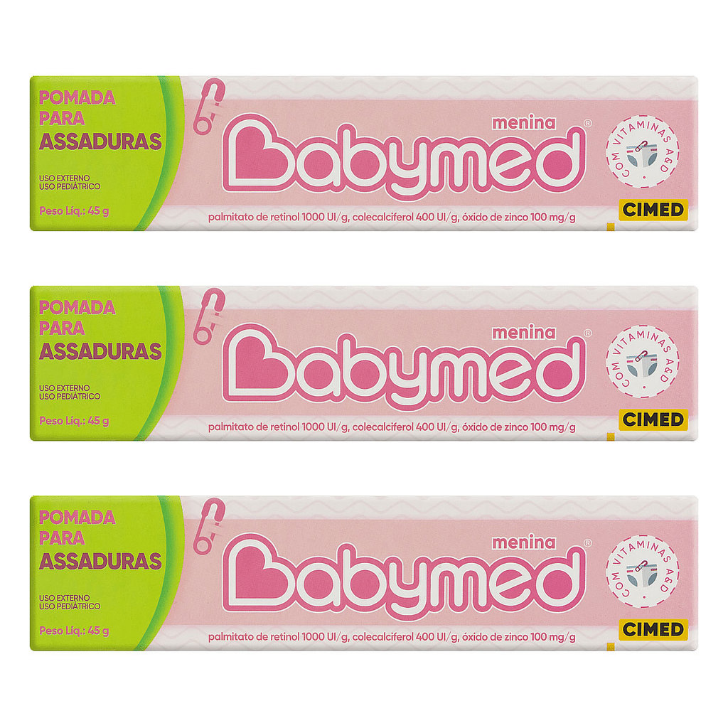 Kit 3 Pomada Assadura Babymed 45g Proteção Bebê Contra Assad