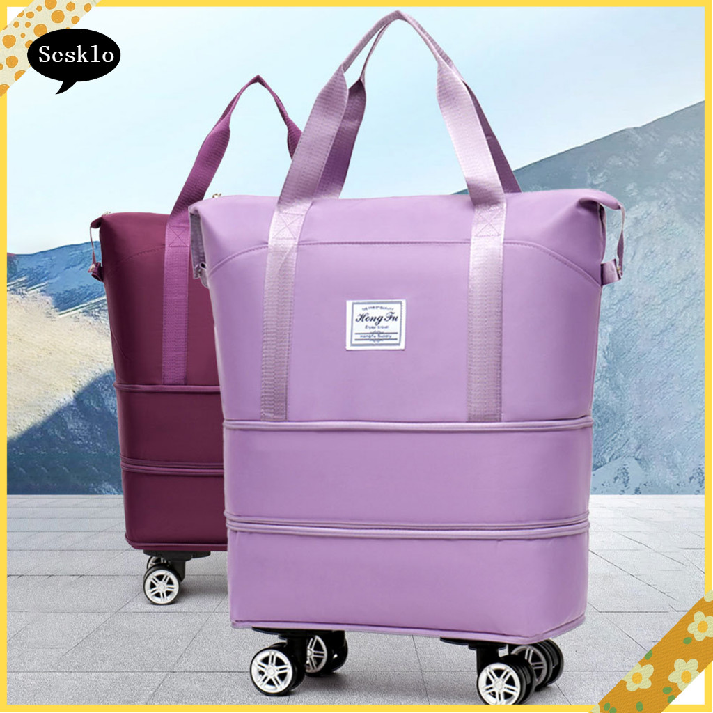 [SK] Bolsa De Viagem Resistente A Rasgos Expansível Bagagem Com Capacidade De Rodas Mala À Prova D'água Vários Compartim