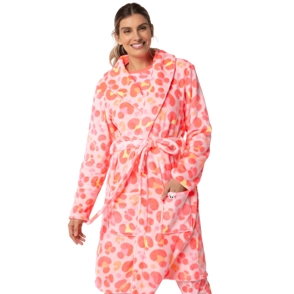 Roupão Feminino Manga Longa Soft Inverno Quentinho Gata Cereja Original Puket