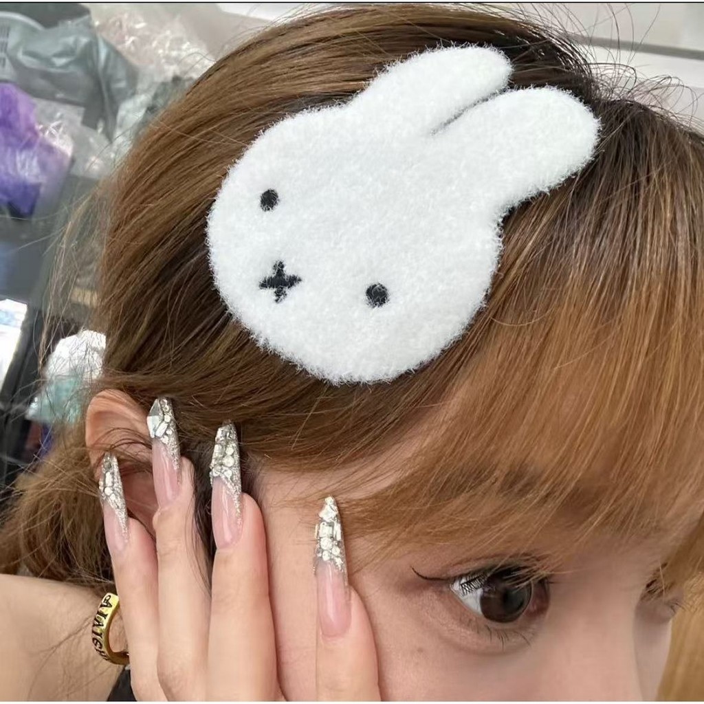 Miffy coelho de pelúcia desenho animado post franja doce menina extorsão dinheiro acessórios de cabelo sem rastros