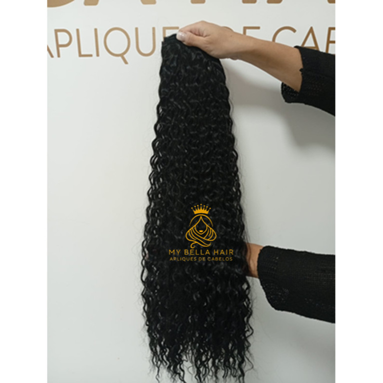Aplique Cabelo 100% Semi Humano Tic Tac 2 Telas Cacheado 70/75cm 150grs igual Brasileiro do Sul