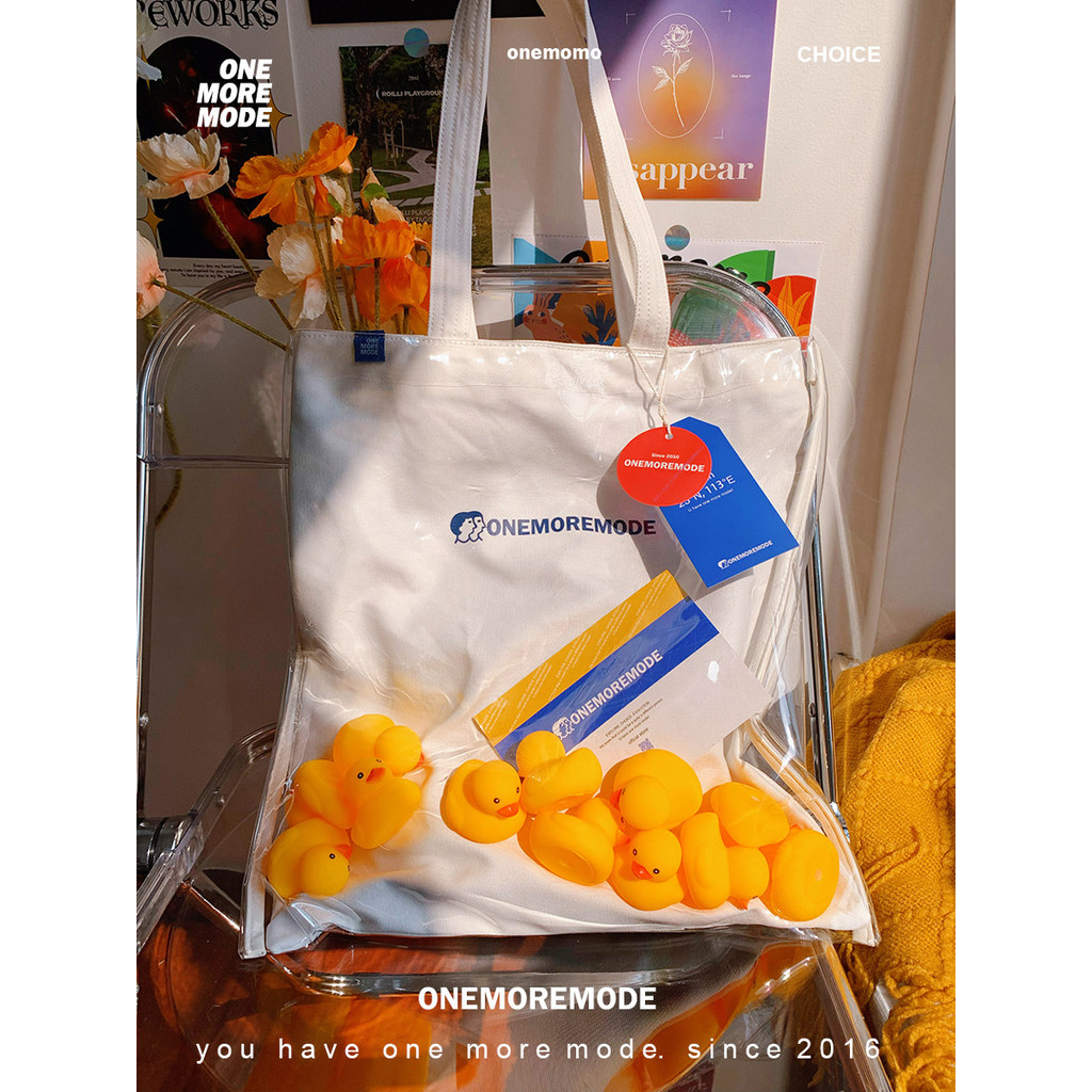 W lã pequeno pato amarelo barra emblema bonito transparente saco de lona computador geléia saco dor bolsa de ombro saco