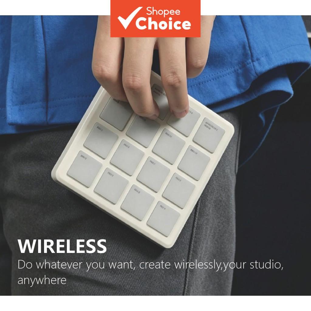 M-VAVE Controladora de PAD portátil MIDI 16 pads Bluetooth USB-C para DJ Beat Maker Percussão Teclado organizador de