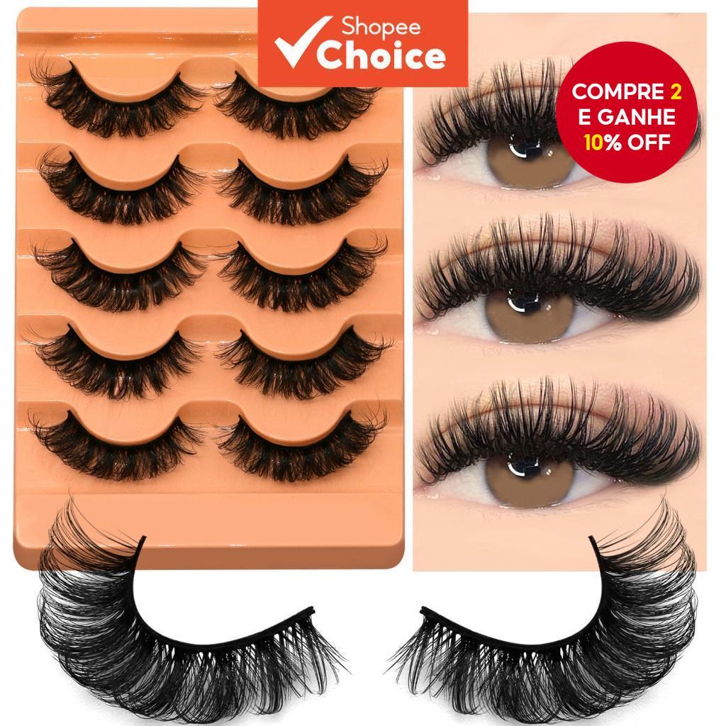 GROINNEYA Russo Tira Cílios Fofos 8D Finos Dramáticos Longos E Grossos Volume em Oferta na Shopee