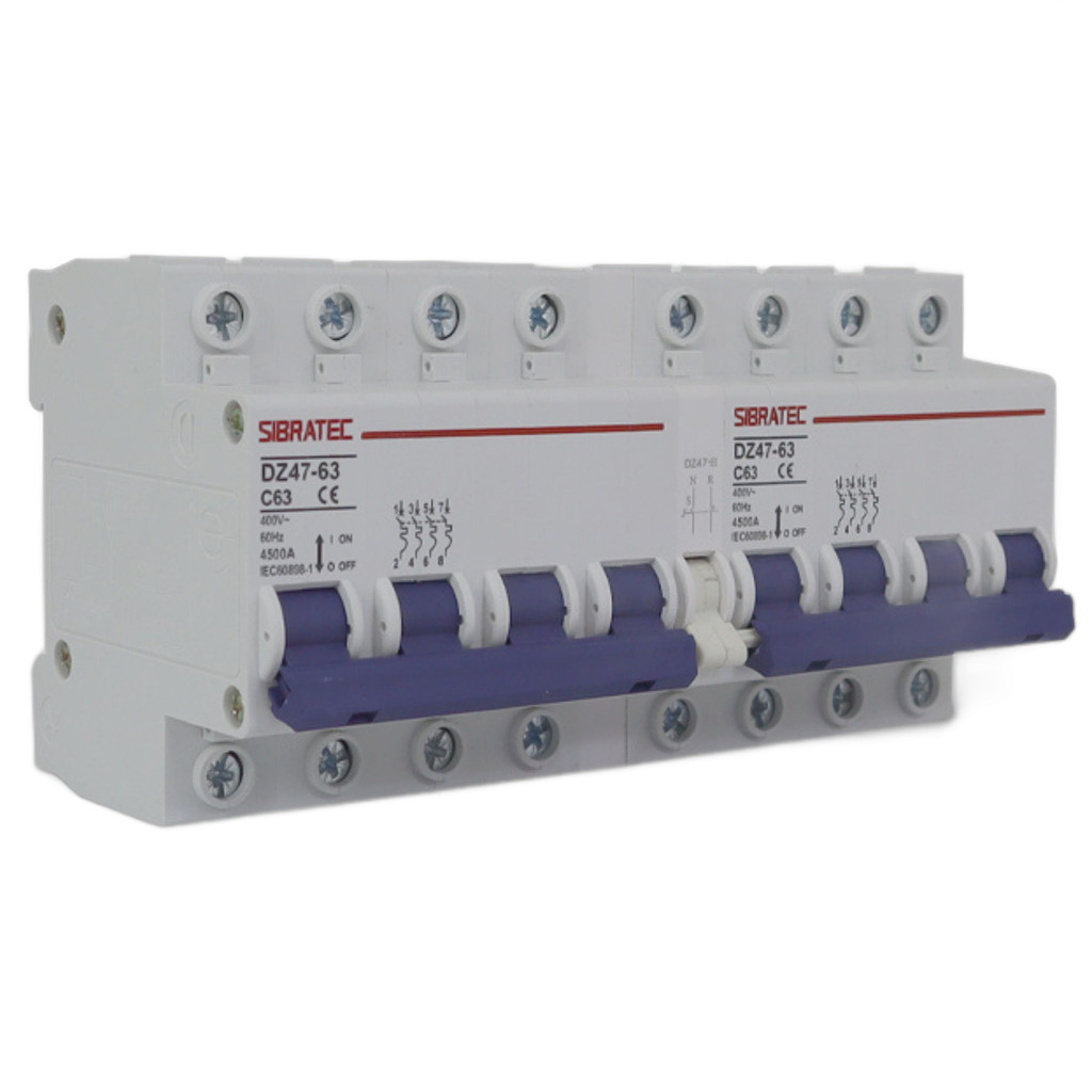 CHAVE DE TRANSFERENCIA MANUAL DZ-47 63A 4 POLOS DISJUNTOR DIN