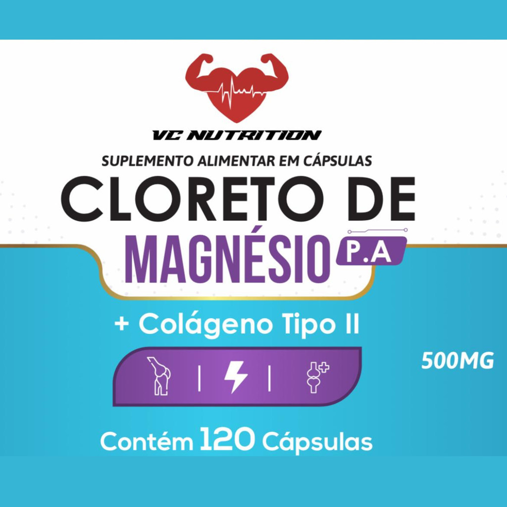Cloreto de Magnésio P.A 120 cápsulas de 500mg, original