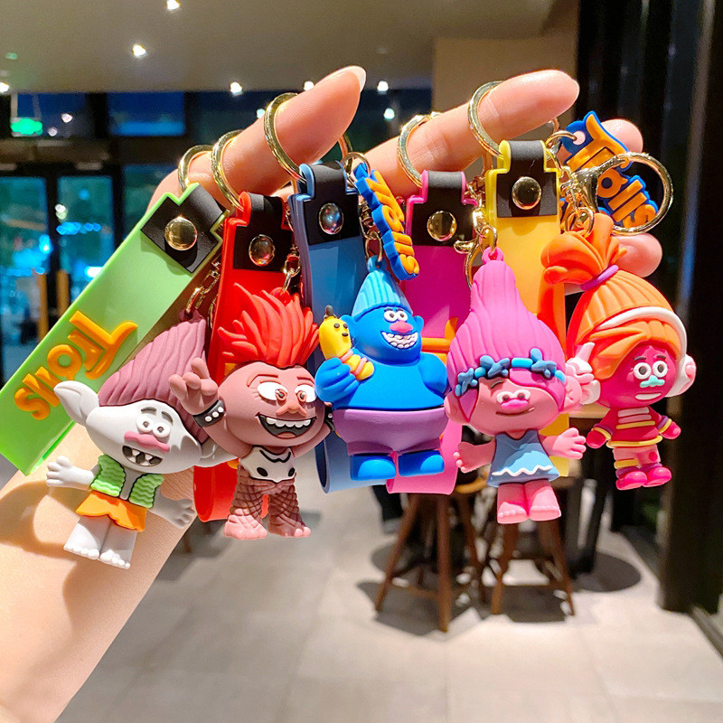 Criativo Dos Desenhos Animados Trolls World Tour Papoula Estatueta Chaveiro Saco Acessório Do Carro